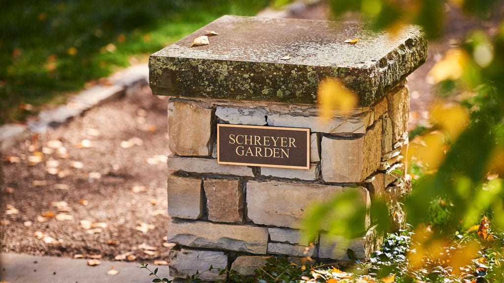 Schreyer Garden stone pillar